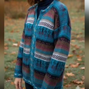 VTG 100% Alpaca Yarn Full Zip Sweater Knit